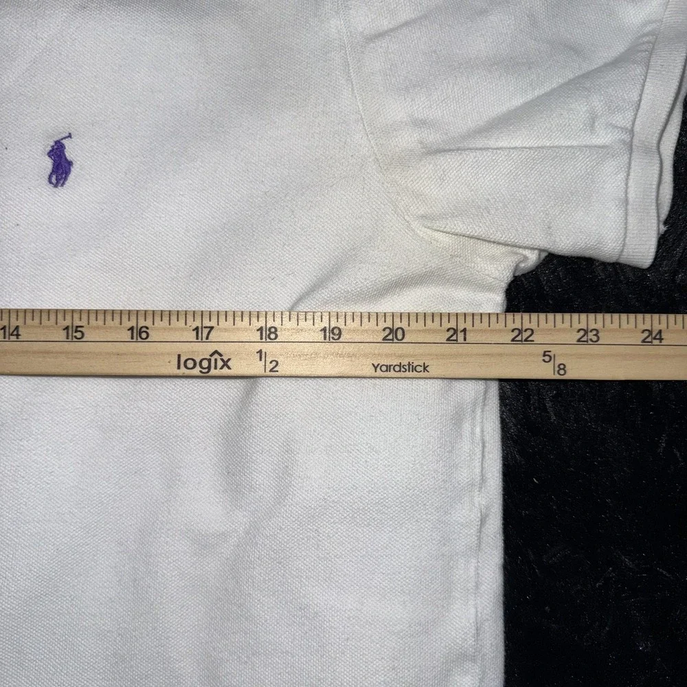 Ralph Lauren Polo Shirt Boys Extra Large White Purple Pony Logo Short Sleeve